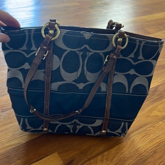 Coach Bags Denim Coach Purse With Brown Leather Detailing Poshmark